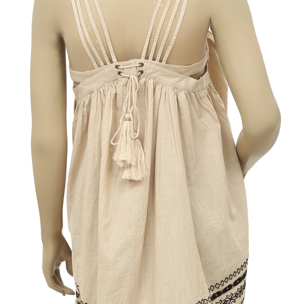 Structured Cotton Batiste Kashmir A-Lines Tent Dress in Biscotti M - Picture 4 of 8